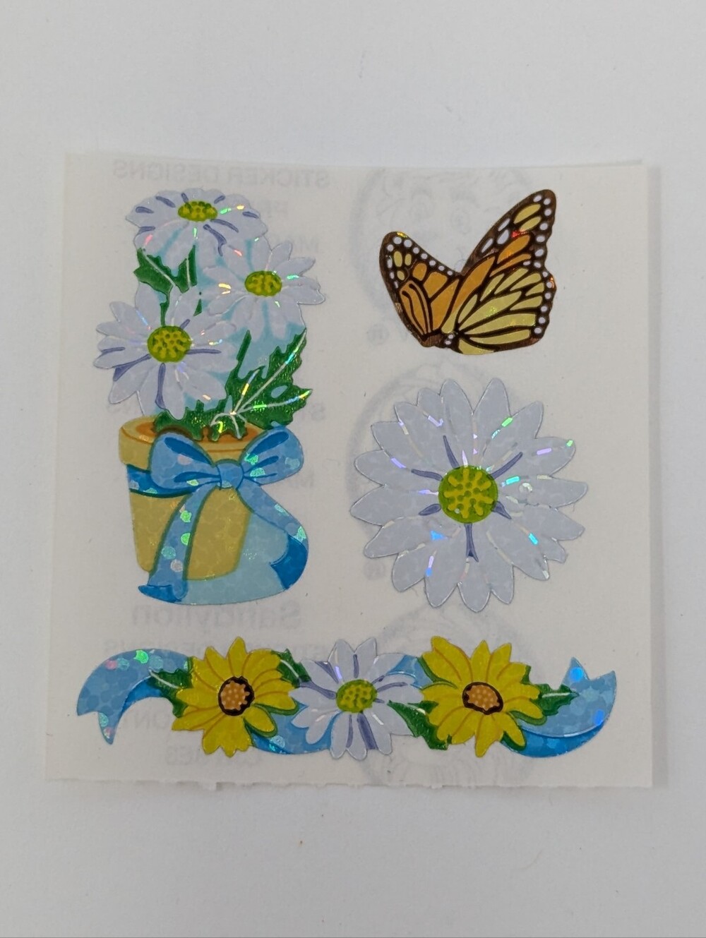Sandylion Stickers Vintage Flowers Daisy Butterfly Monarch